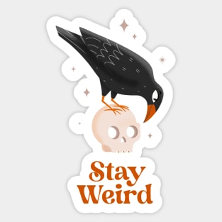 Cute Raven - Stay Weird - Red Sticker